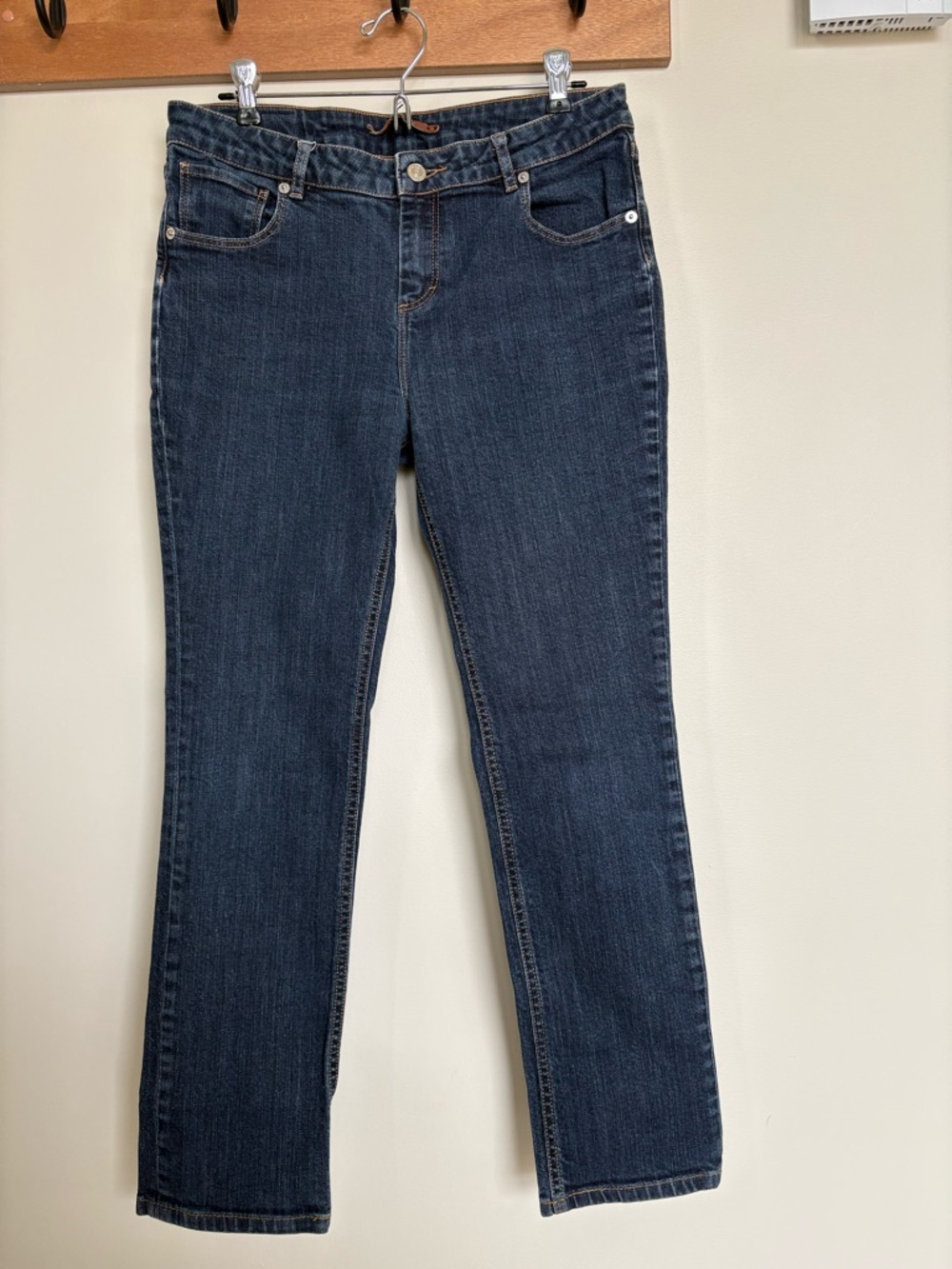 Lacoste Jeans Slim Straight Cropped Blue Denim Womens 28